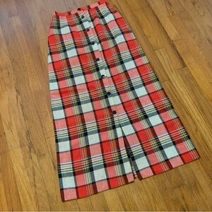 Vintage Red and White Plaid Maxi Skirt